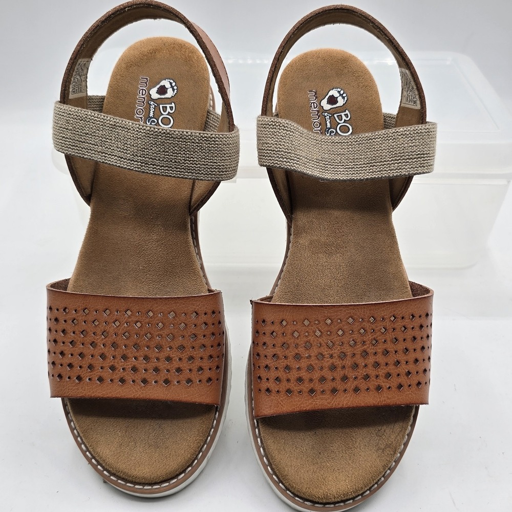 BOBS From Skechers Slingback Sandals Womens Size 8.5 Wedge Memory Foam Shoes - Picture 4 of 9